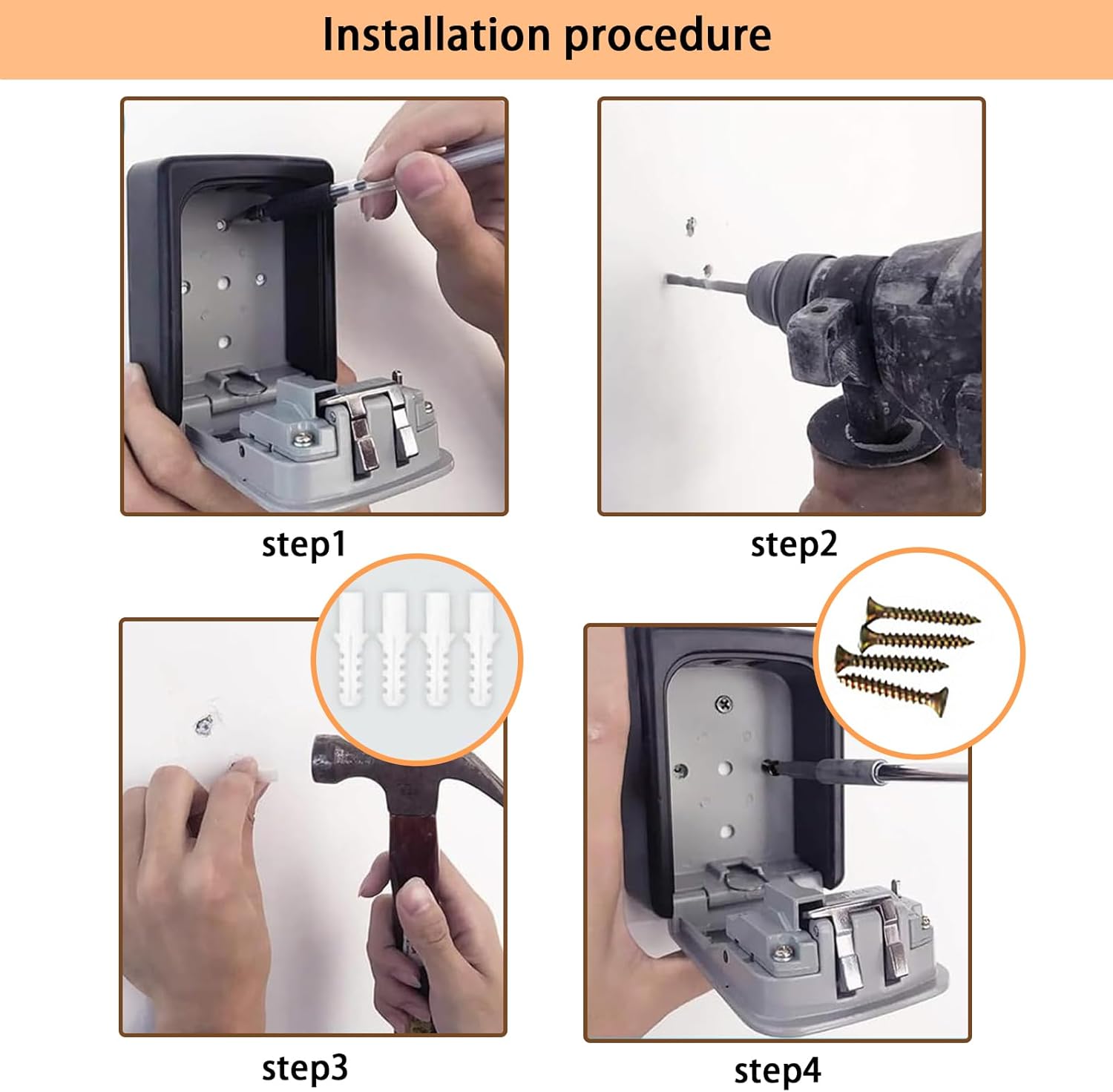 2 Piece Wall Key Box for Keys, Cards, Weatherproof Key Box for Home ...