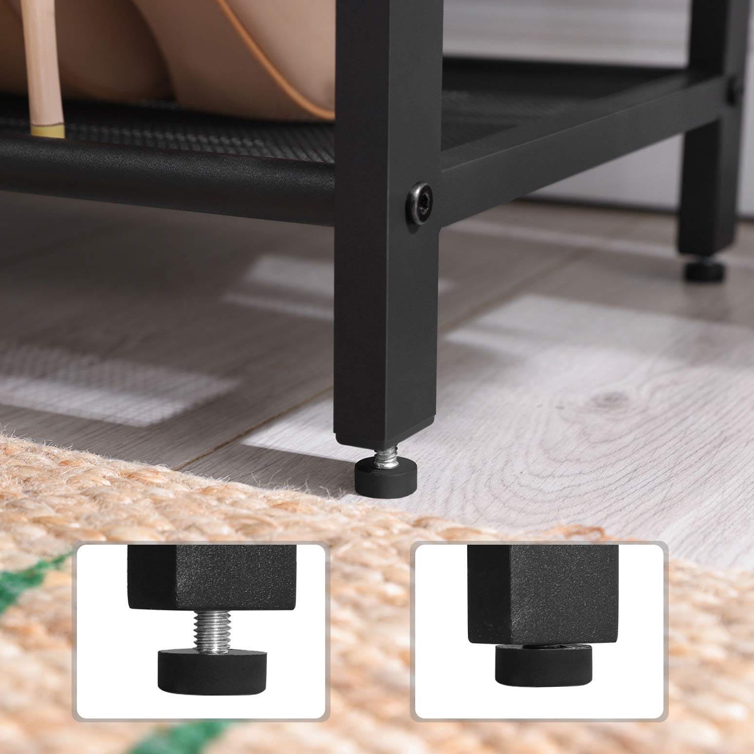 VASAGLE Banco para Zapatos con Asiento, Zapatero con 2 Estantes de