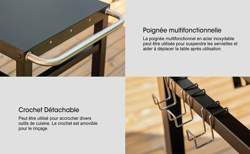 Chariot pour plancha noir