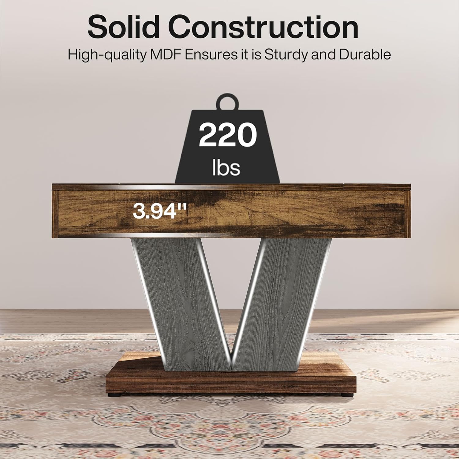 Rustic black brown living room table