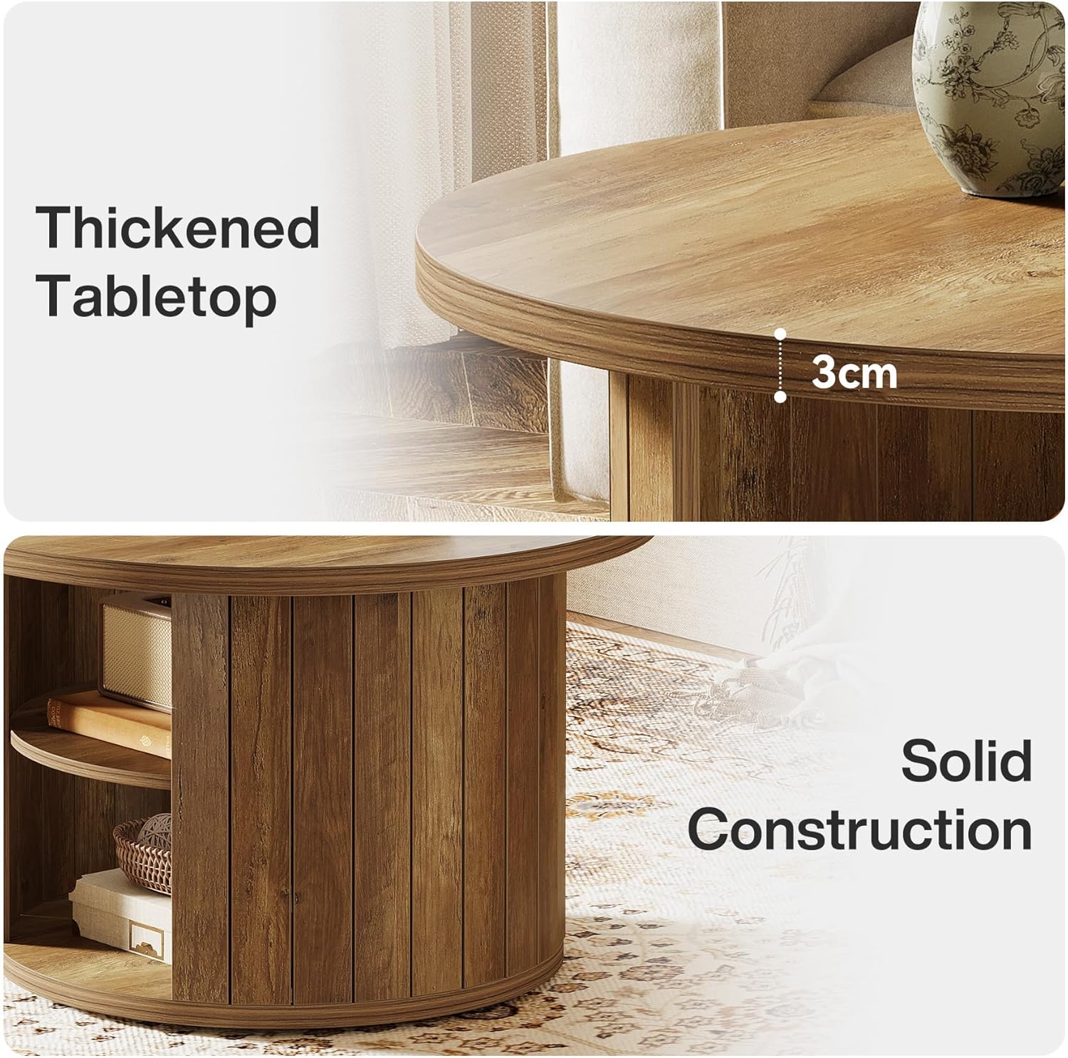Runder Couchtisch mit Stauraum 2
