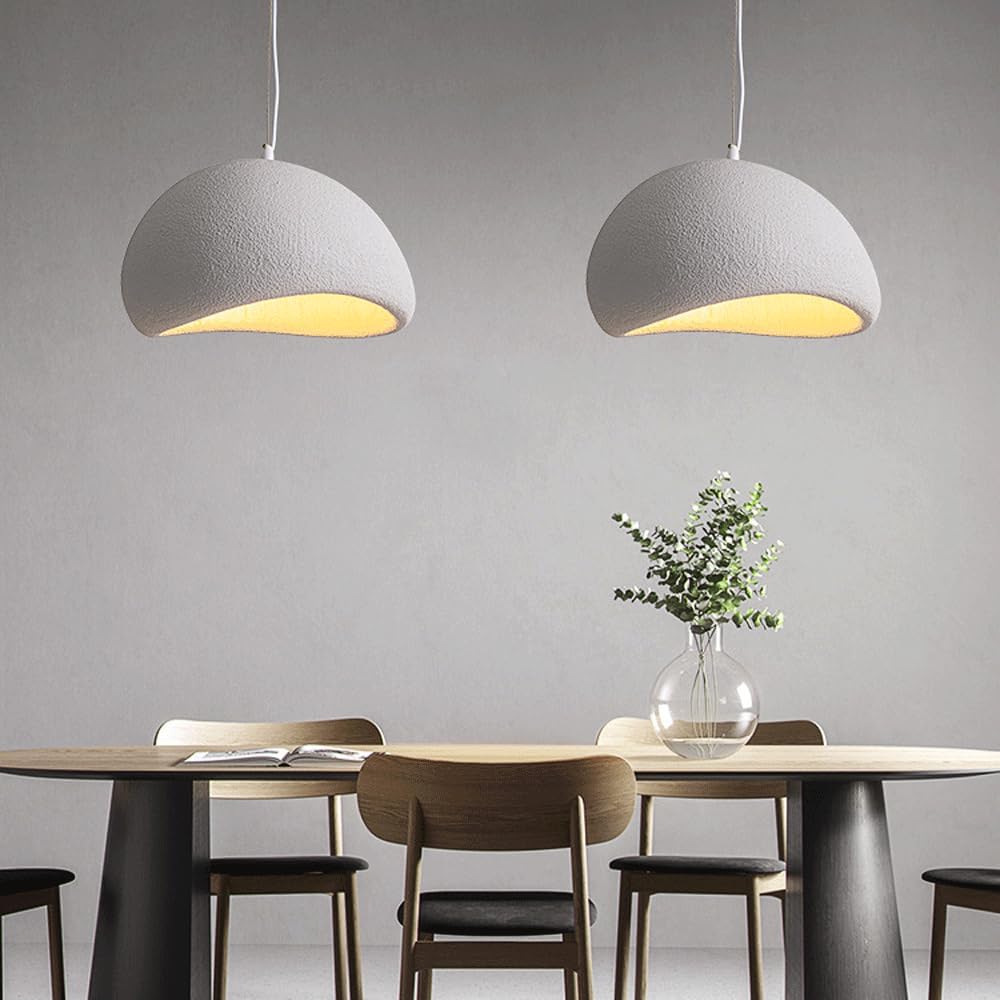 Lustre Japonais Moderne Wabi Sabi Blanc E27, Abat-jour Imitation Pierre, Style Créatif, Pour