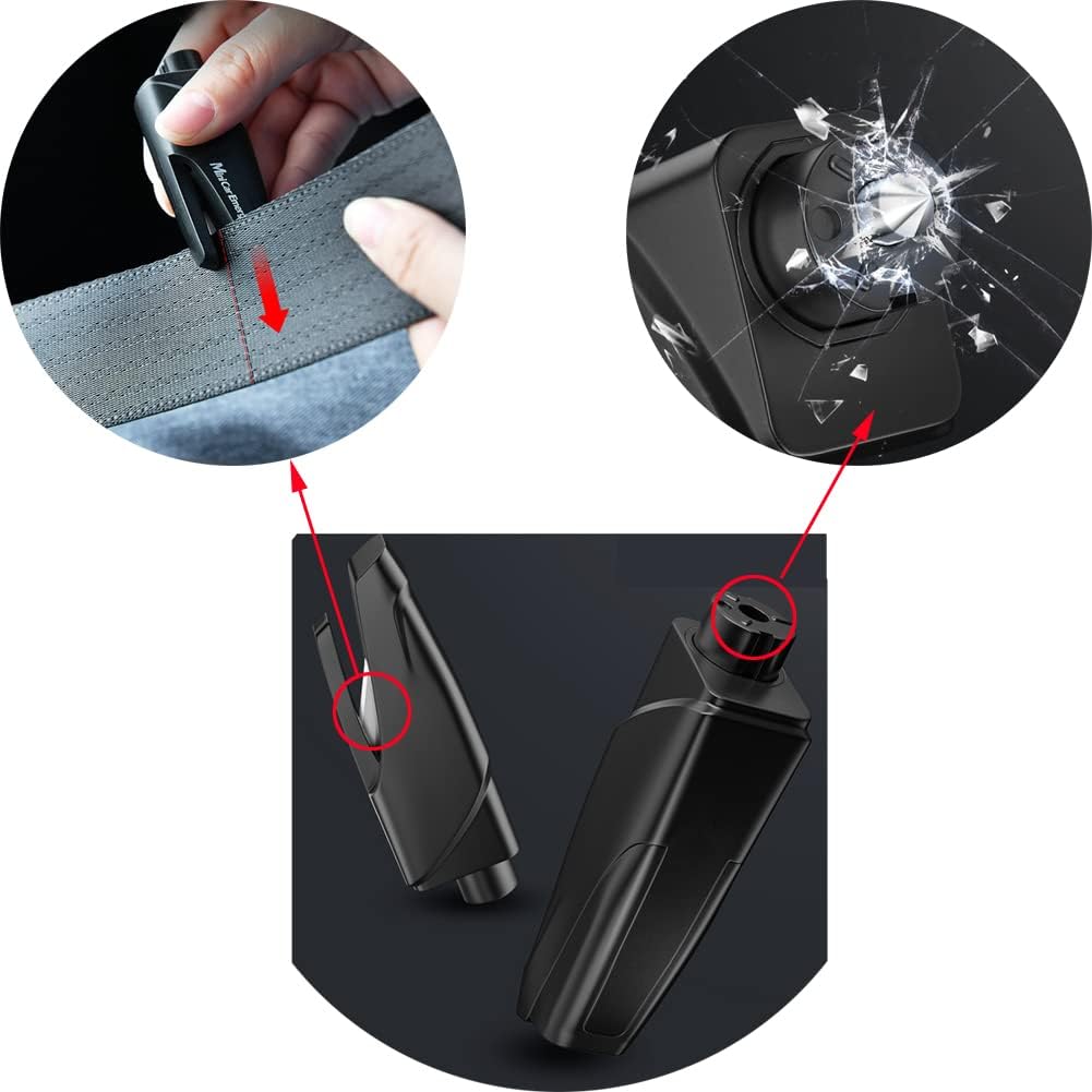 Outil De Secours Voiture 2 En 1 Brise-vitre + Coupe-ceinture - Porte-clés De Sécurité Avec Testeur De Verre Inclus - Lot De 3