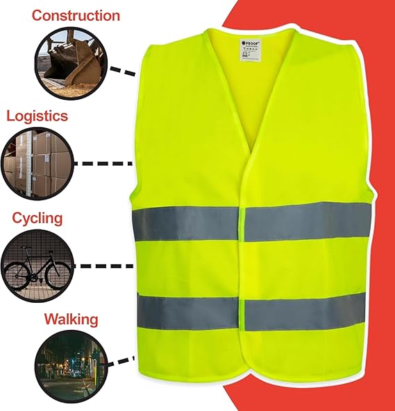 Generic Gilet de Sécurité Rouge Haute Visibilité – Multipoche avec Bandes Réfléchissantes