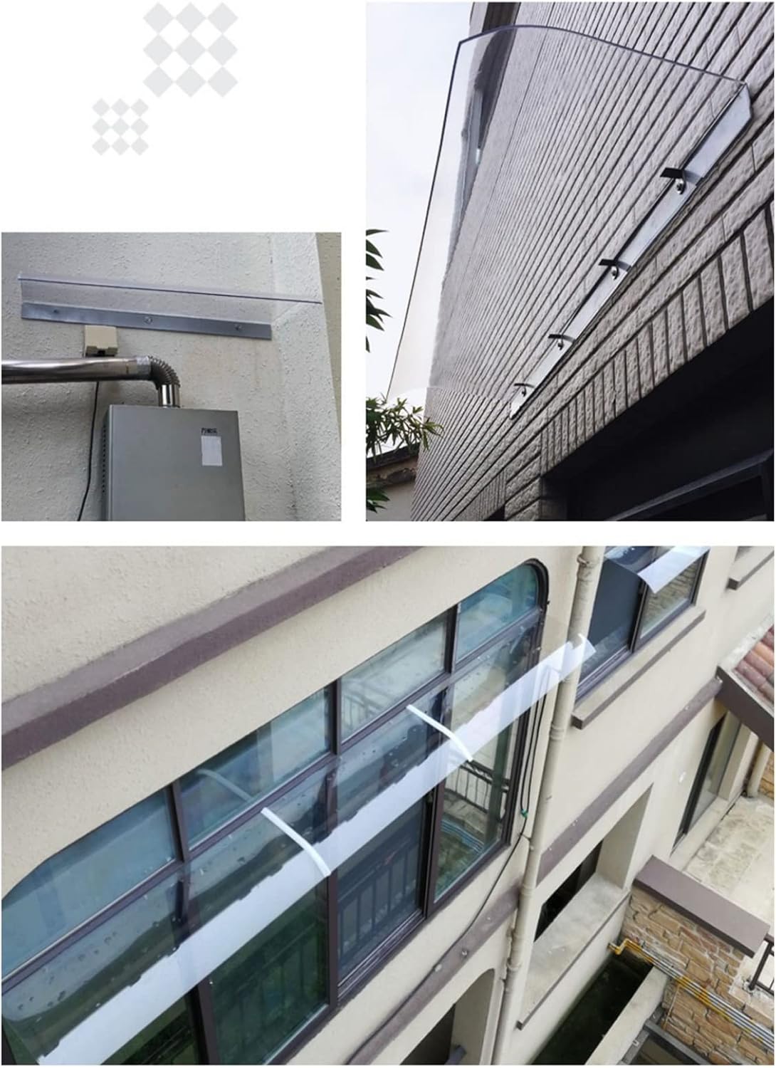 Auvent De Porte En Polycarbonate - Protection UV, Coupe-vent, Plusieurs Tailles (ex: 40x160 Cm) - 4