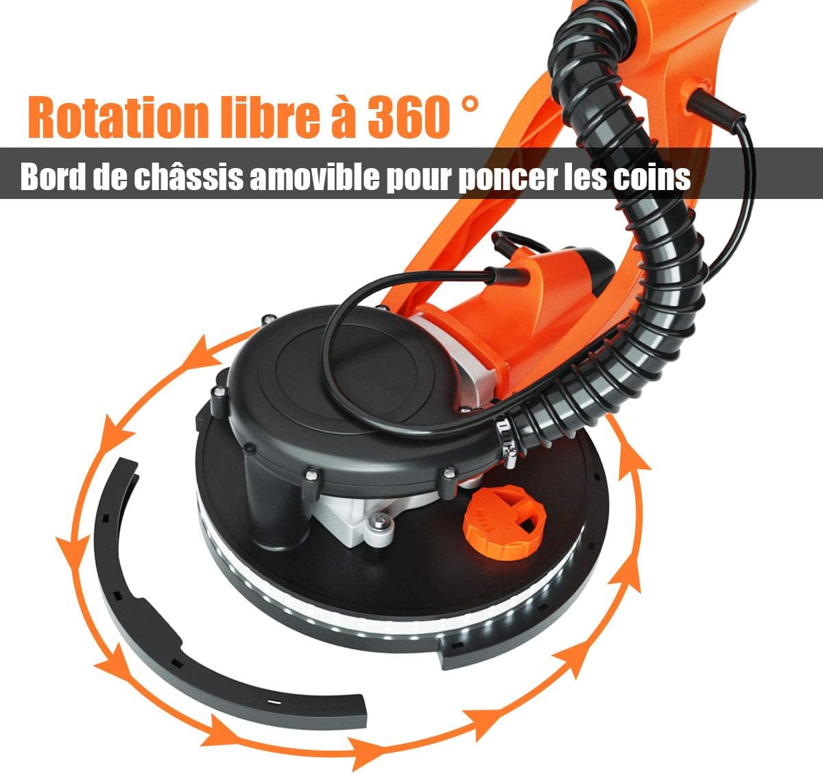 COSTWAY Ponceuse Girafe Murale 750W Ø 225mm Aluminium 6 Vitesses Variables Lumières LED Manche Télescopique 12 Disques Abrasifs -Magasin D'Outils Électriques