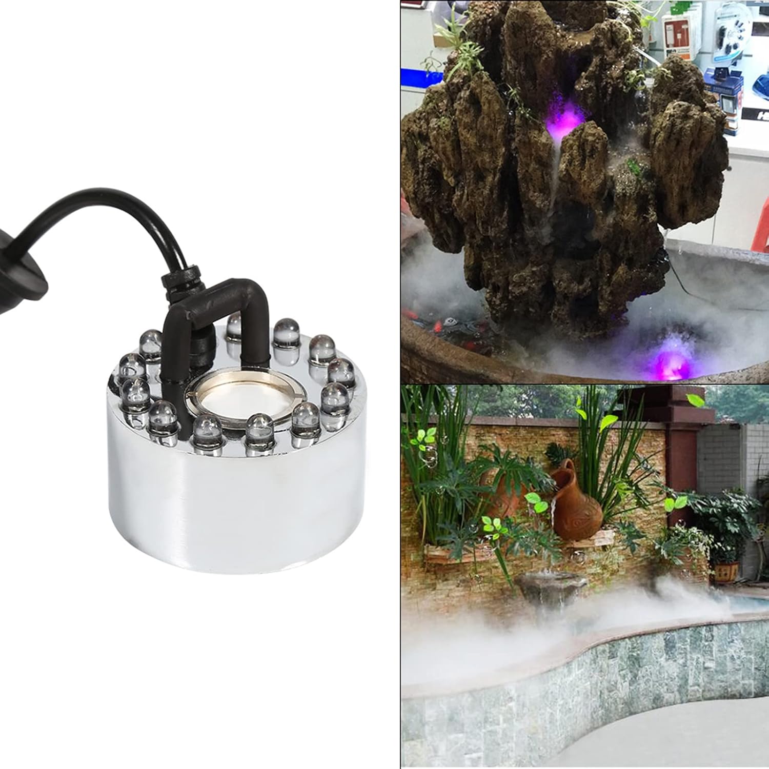 thumbnail interactive-video image 1 of 12 LED Ultrasonic Mist Maker – 24V Water Fogger For Fountain, Humidifier, Atomizer – Indoor Use 1 of 5