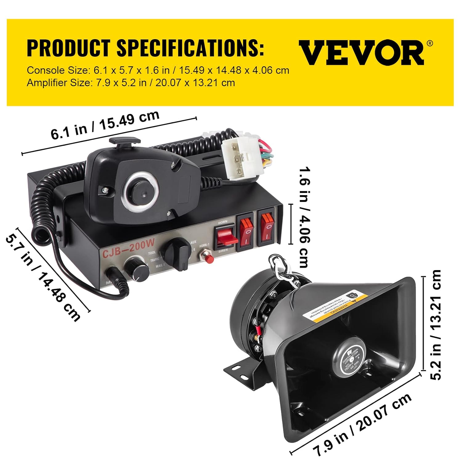 12 V 100 W 120 dB 7 suoni clacson sirena allarme alta potenza con microfono PA per auto, furgoni, moto, barche