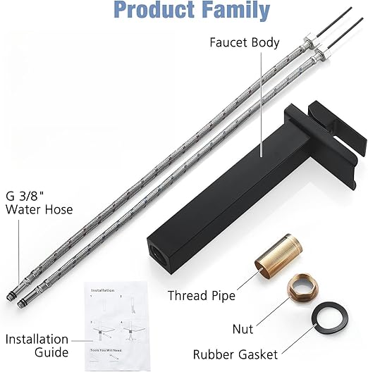 Black waterfall bathroom faucet single lever mixer