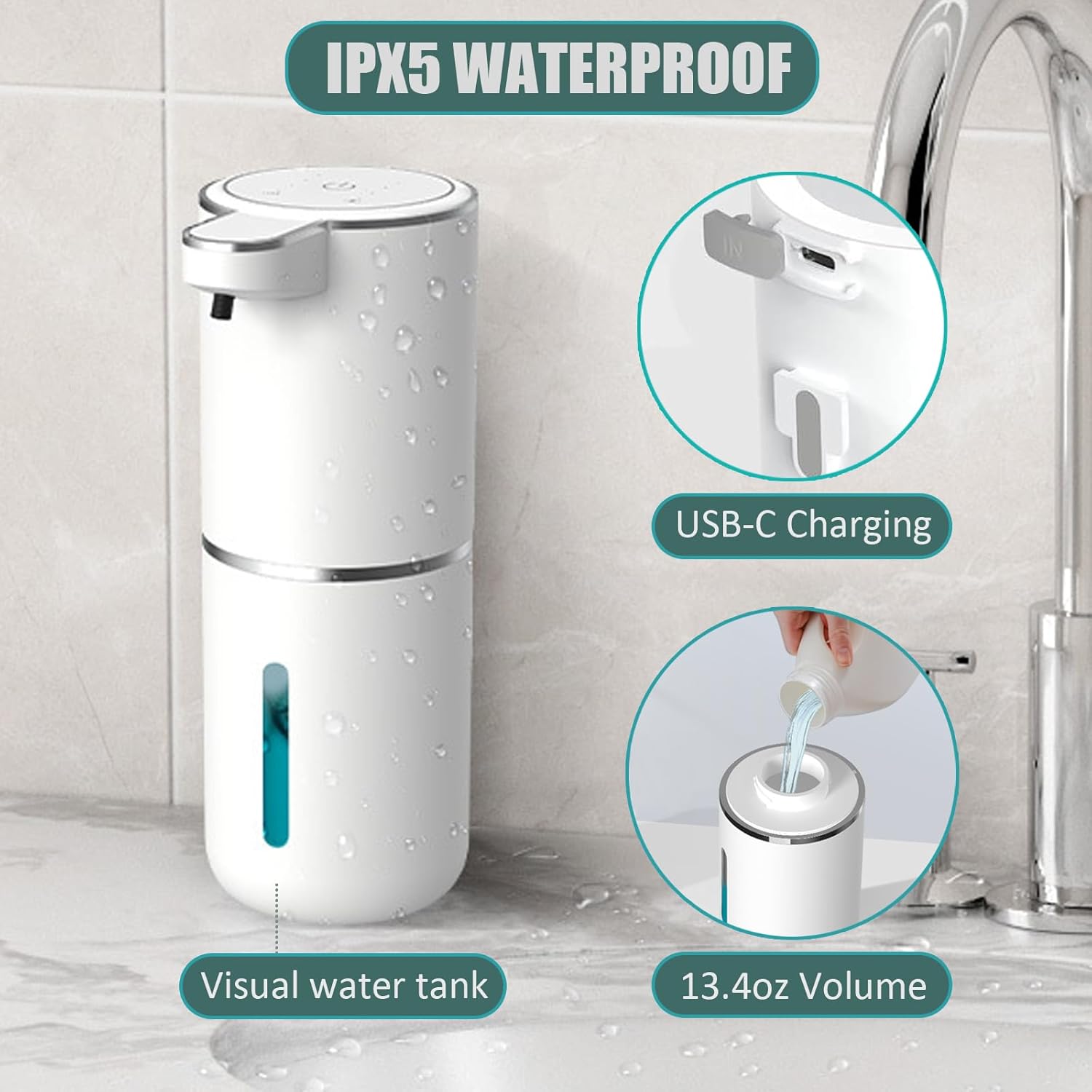 Distributeur De Savon Automatique - Fixation Murale - 420 Ml