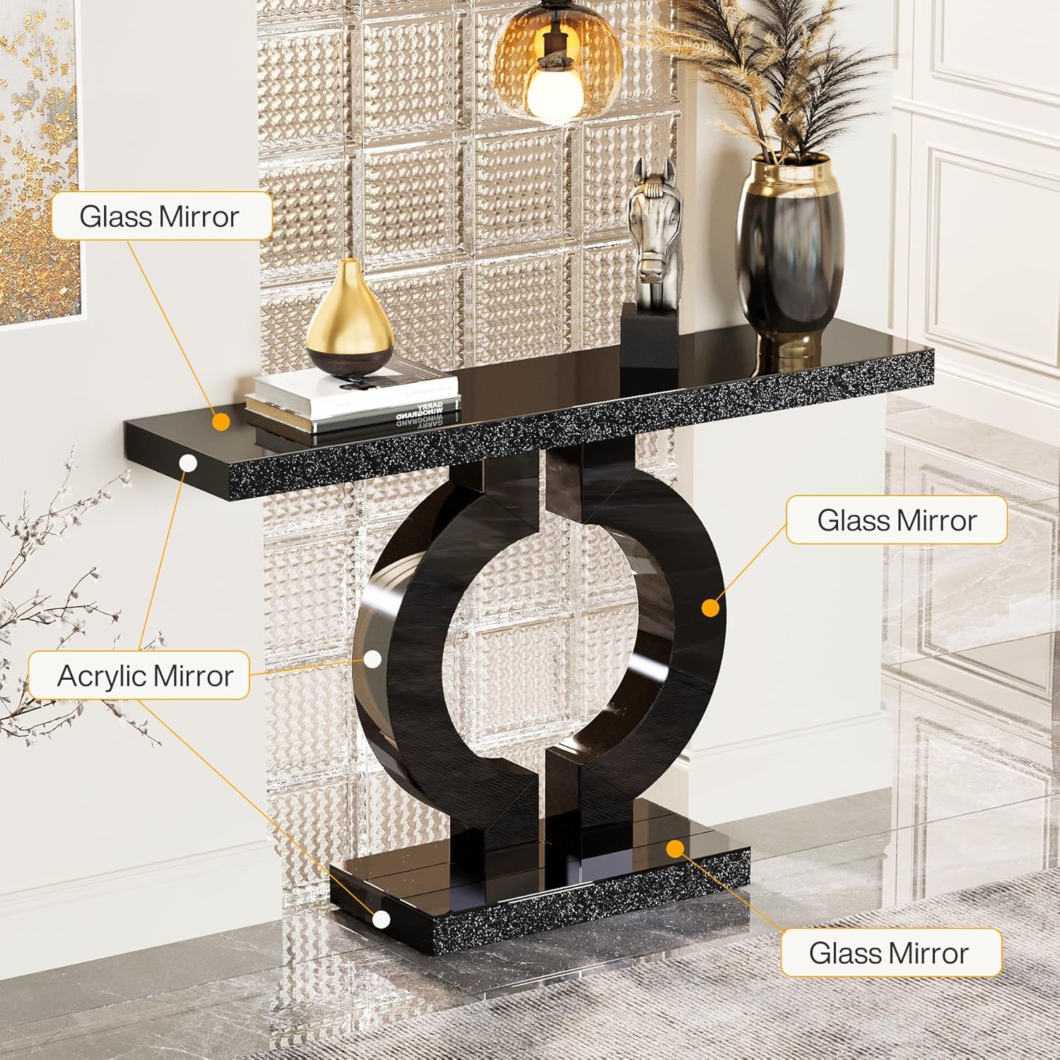 Modern Mirror Console Table Detail