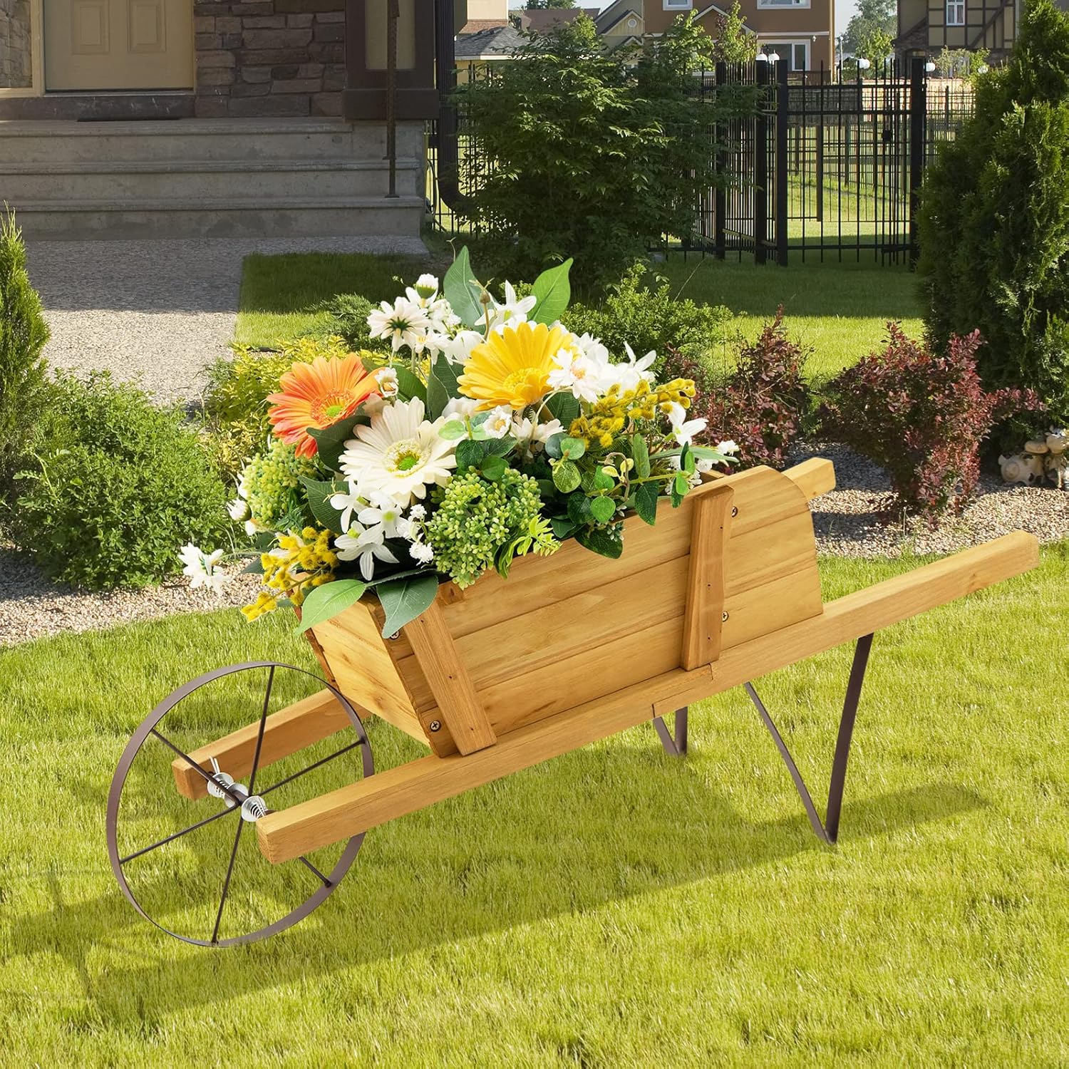 RELAX4LIFE Brouette Décorative En Bois, Pots De Fleurs Avec 9 Accessoires D'Aimants Roues Métalliques Longue Poignée, Décoration De Jardin Rustique 69,5x26x29,5cm Pour Cour Jardin Véranda (Nature) -Promos Botani Pro Boutique AAHKMJXYDAFdJAOAIMEbOAchlkWZ0oakZn uVZ0mPidMNbILvCvspZ4oG3fPgIqc1P222U 2aX8Il2Ukjc7KoViPfKMXHDaSk4GUX8Y7bUEPmw==