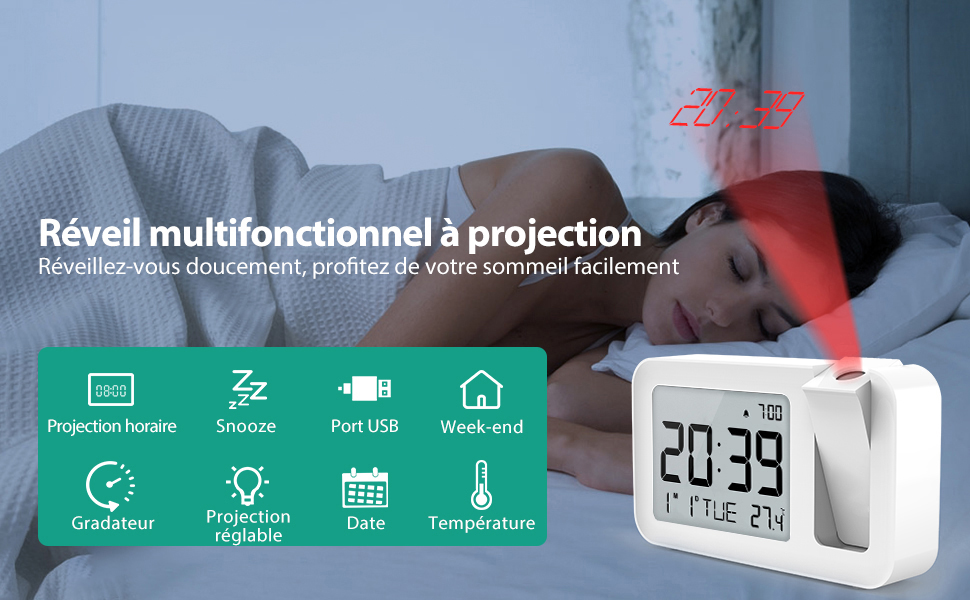 Despertador con proyector de techo