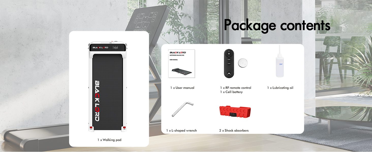 Text reads 'Package contents'. Product unboxing layout showing electronic device with accessories and components on white background.