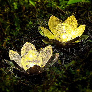 décoration de jardin illuminée en forme de fleur de lotus