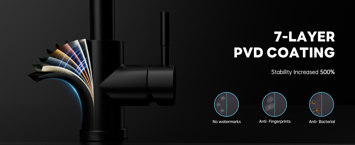 BLYLUND Matte Black Kitchen Faucets with Pull Down Sprayer 3 Modes