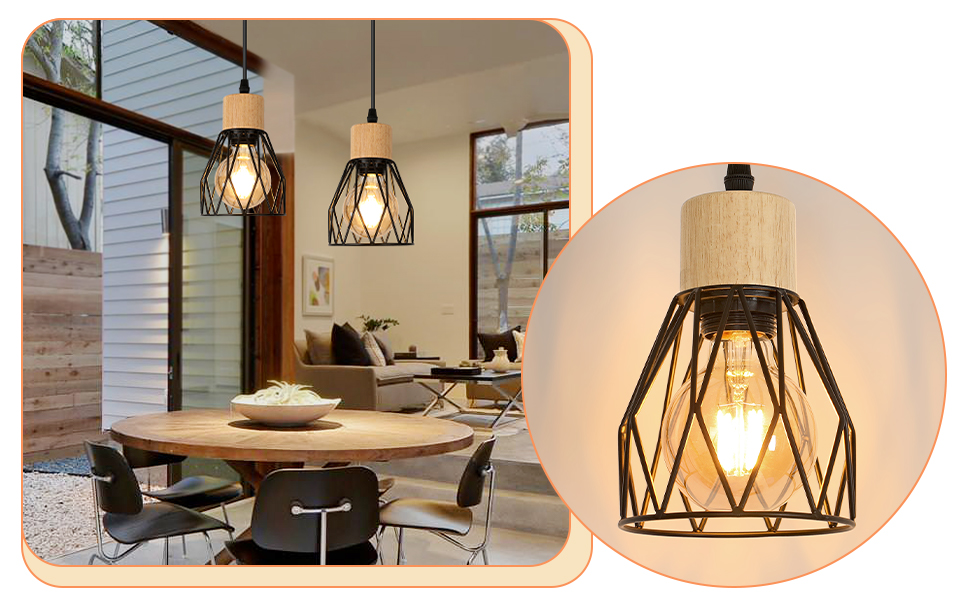 lampada a sospensione in legno
