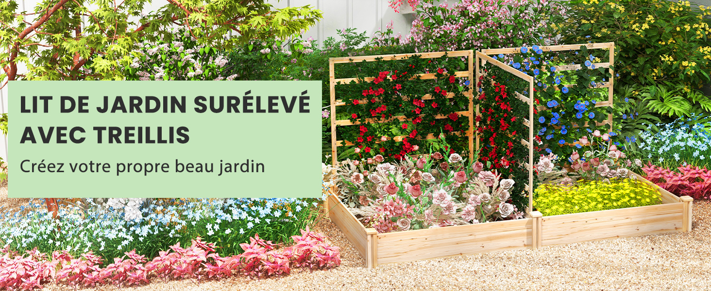 Jardinière avec 3 Treillis