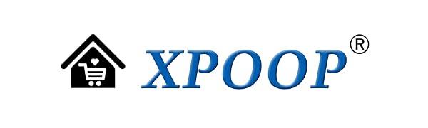 Logo design featuring a house-shaped shopping cart icon and the text 'XPOOP' in blue capital letters with a registered trademark symbol.