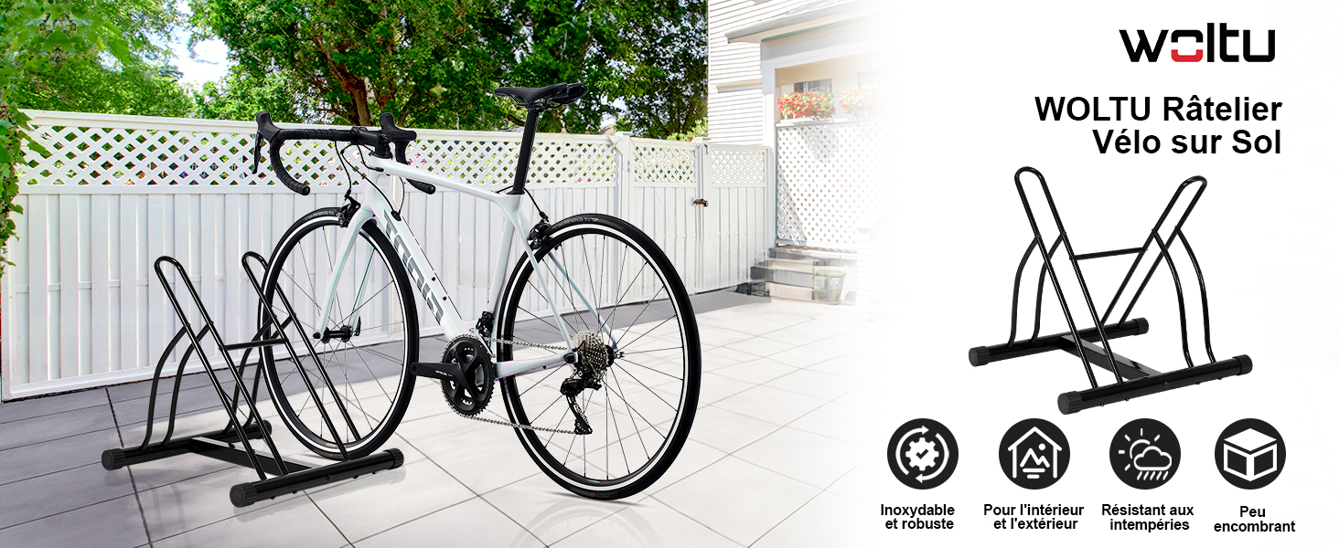 Avis / Test - Sunix Râtelier Vélo Au Sol En Acier Pour 2 Vélos, Rangement De Support Vélo Parking De Jardin Ou Garage Réglable 95 X 39,5 - SUNIX - Prix