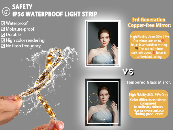 LUVODI specchio smart specchio bagno led specchio led bagno specchio retroilluminato bagno touch
