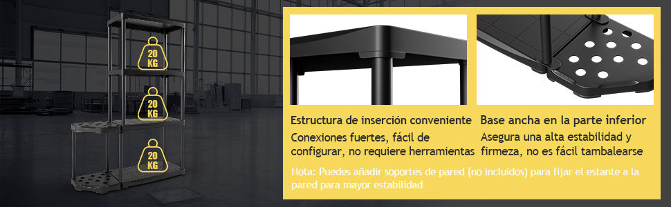  Estantería de Garaje de 4 Niveles con Organizador de Herramientas