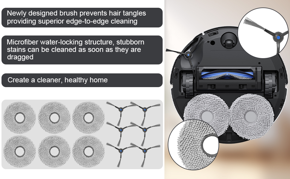 Heykewi Kit d'accessoires pour Ecovacs Deebot T50 Pro Omni / T50 Max Pro Omni / T50 Omni 