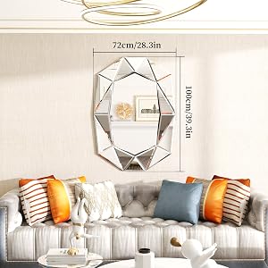 Artloge Specchio da Parete Decorativo Grande Specchio Decorativo Art 3D di Lusso HD Vetro