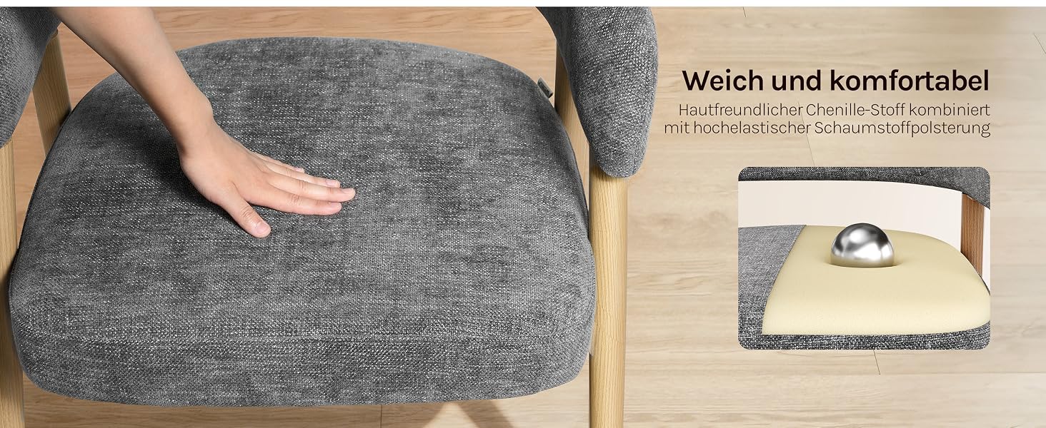 Der Text lautet „Wärmeschutzfolie“ und „Wärmefunktion“. Das Bild zeigt eine graue Wärmedecke oder ein isoliertes Tuch mit einem Comfort-Label-Indikator auf beiger Oberfläche.