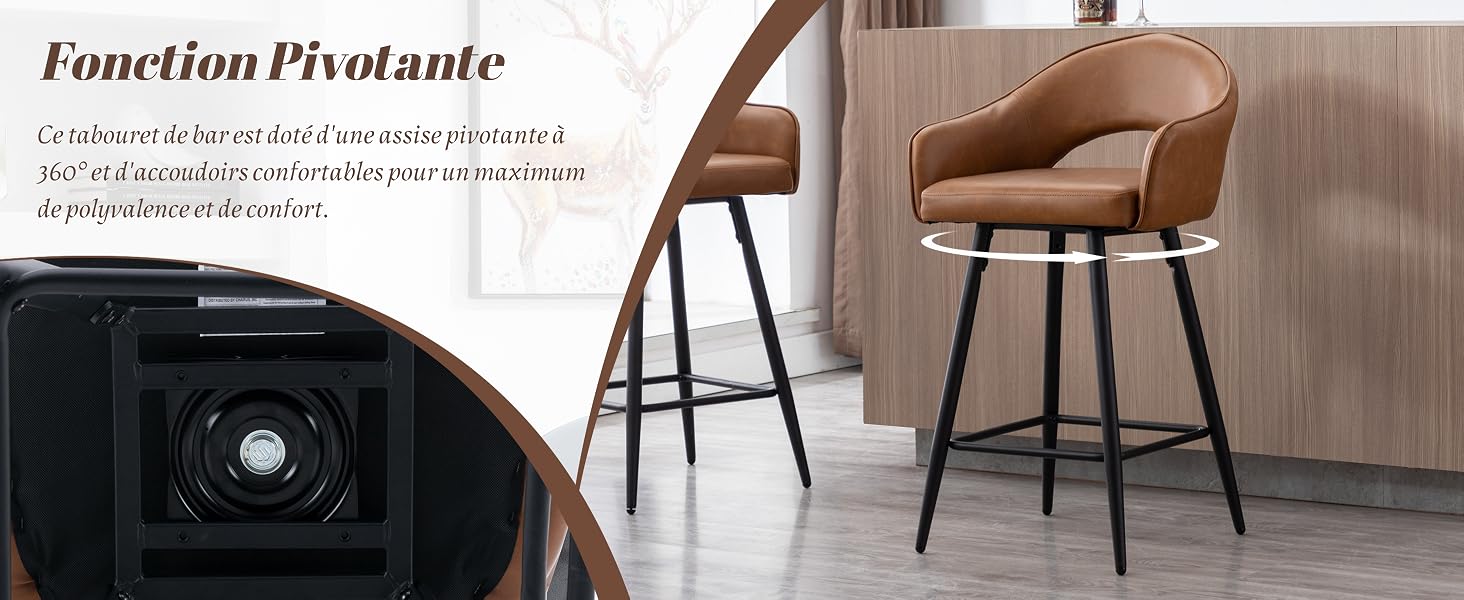 Tabourets de Bar en Velours Tabouret de Comptoir Moderne 