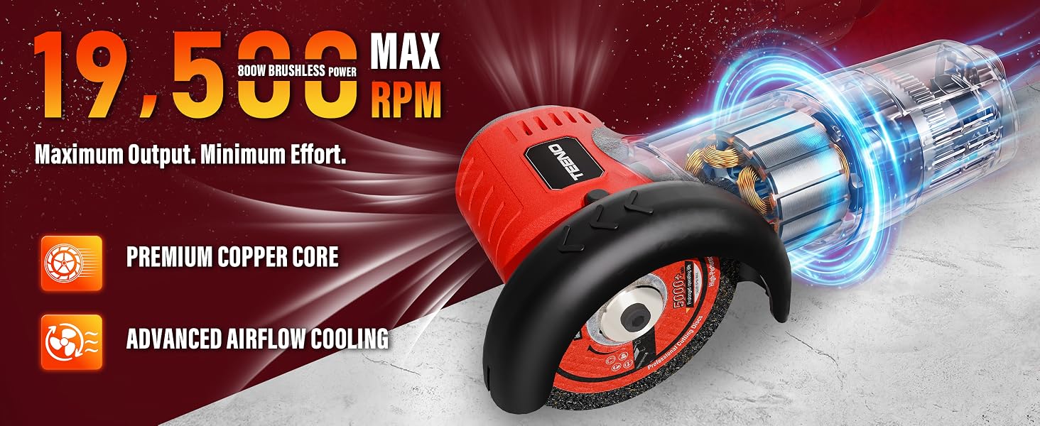 TEENO Brushless Cordless Angle Grinder Kit