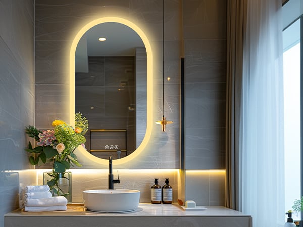 LUVODI Specchio Ovale Bagno con Luce Retroilluminato Specchio Bagno LED Antiappannamento Dimmerabile