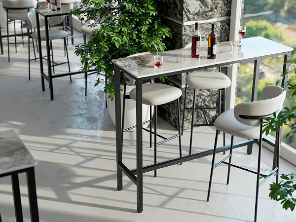FATIVO Tavolo da bar per la casa Tavolo Bar Alto da Cucina Marmo Rettangolare Bancone Bar Consolle