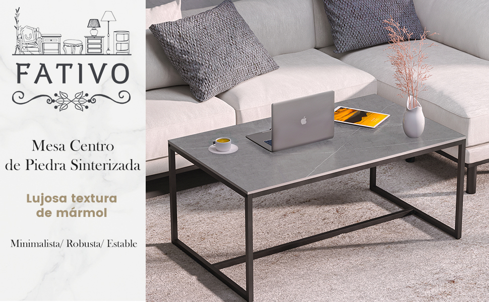 mesa centro marmol gris