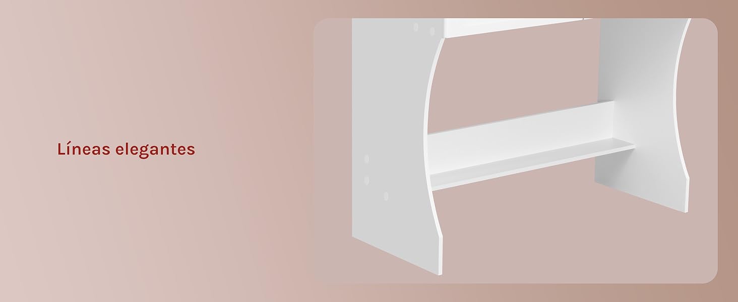 El texto dice «Líneas elegantes». Muestra de tela o material de color beige con un diseño de rayas diagonales blancas sobre fondo claro.