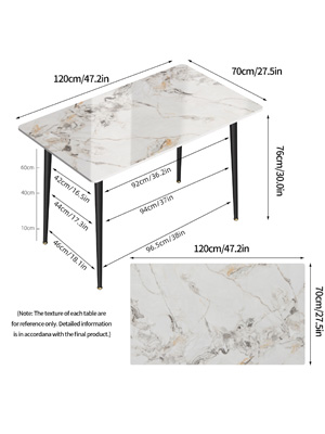 Tavolo da Pranzo Cucina Moderno Rettangolo 120cm in Marmo Tavolo da Pranzo