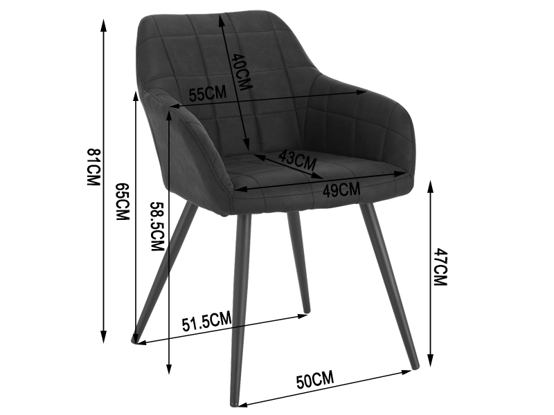 la sedia in pelle nera con gambe in metallo