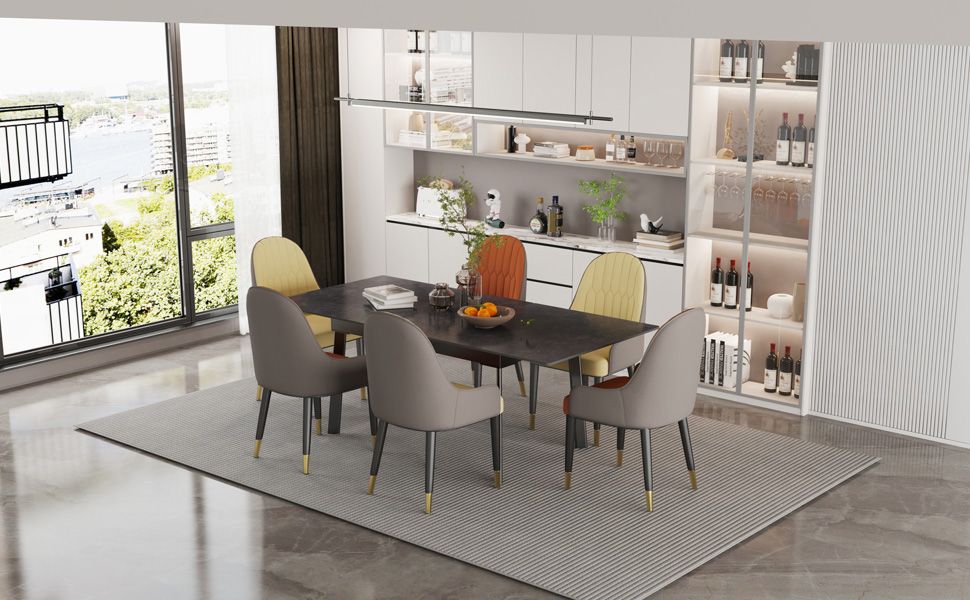 FATIVO 2pz Sedia Sala da Pranzo in pelle imbottite, beige