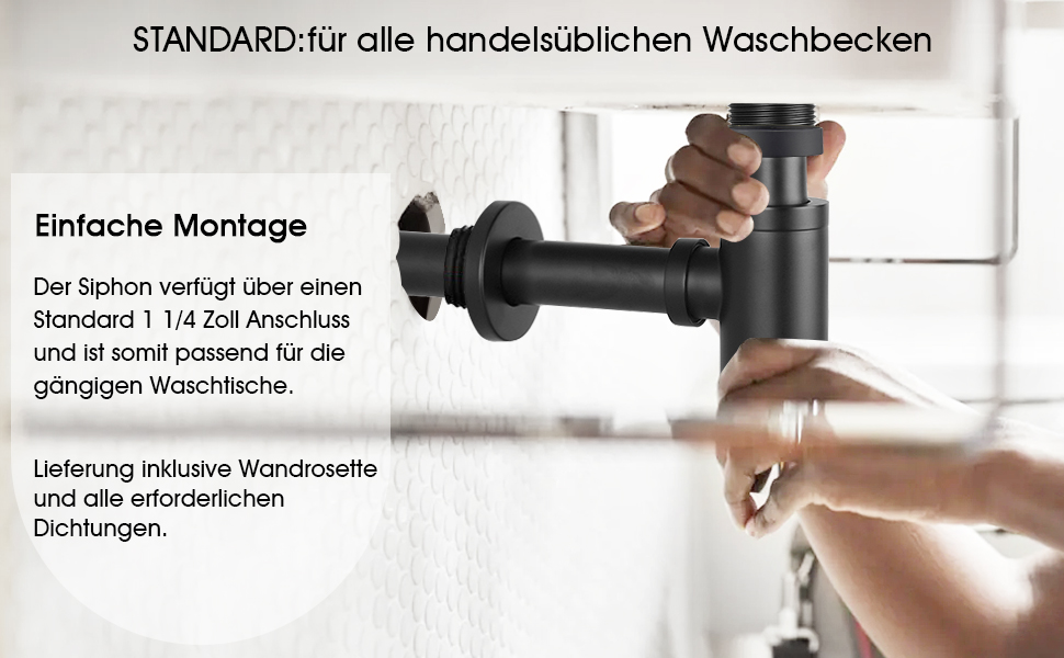 Siphon design noir pour lavabo