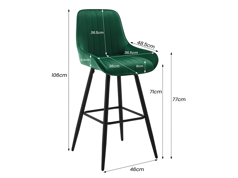 WOLTU Sgabello Alto da Bar con Schienale. Sedia Moderna con Poggiapiedi Quadrato