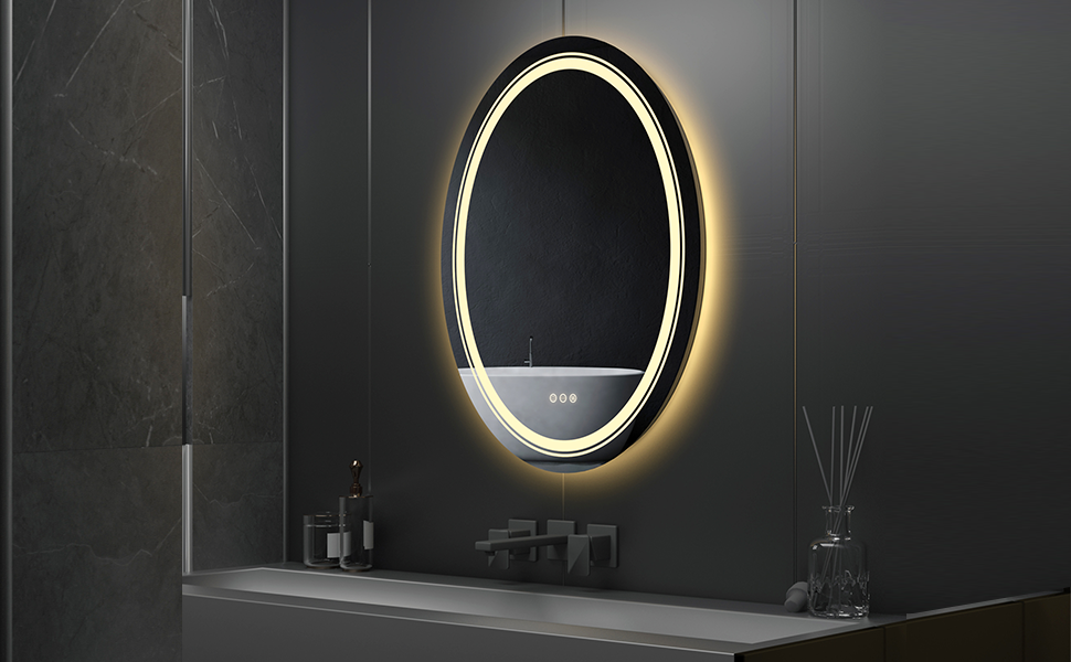 Wandspiegel Badezimmerspiegel 60x80cm mit Touch-Schalter LED Badspiegel mit Beleuchtung 6500K