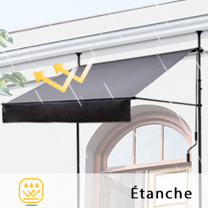 Le texte se lit comme suit : « Étanche ». Schéma technique ou illustration montrant les éléments structuraux avec des flèches et des indicateurs.