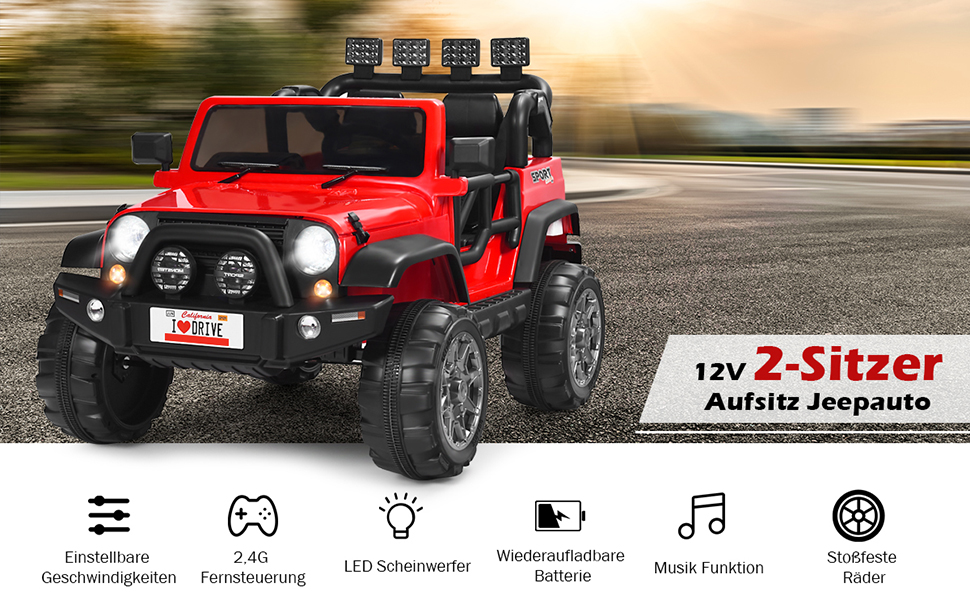 Kinder Elektroauto 2 Sitzer mit 2,4G-Fernbedienung