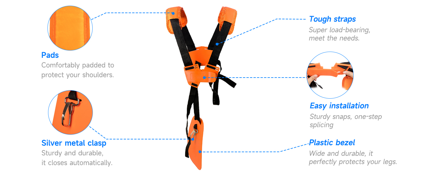 OUNONA Tragegurt Für Motorsense - Ergonomischer Doppelschultergurt Rasentrimmer Freischneider Gartengerät