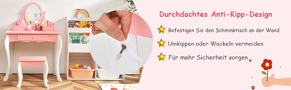 Frisiertischset holz, kinder schminktisch für mädchen Prinzessin