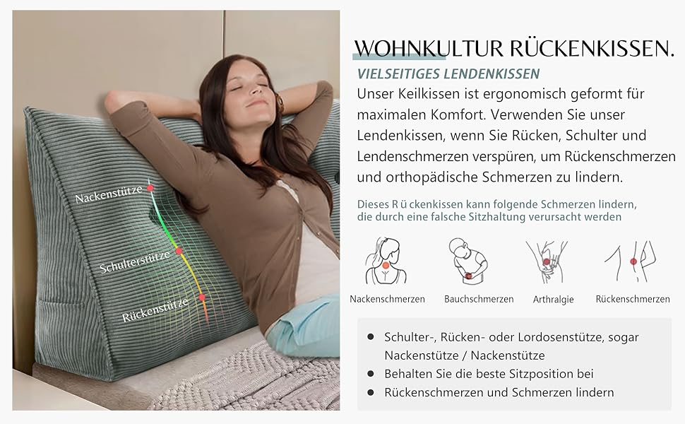 Homecozy Rückenkissen Rückenlehne Lesekissen