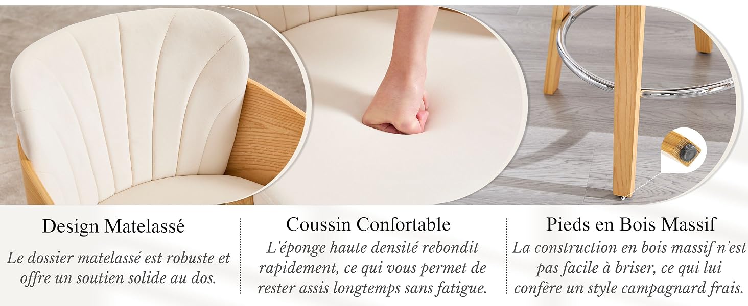 Tabourets de Bar avec pieds en bois