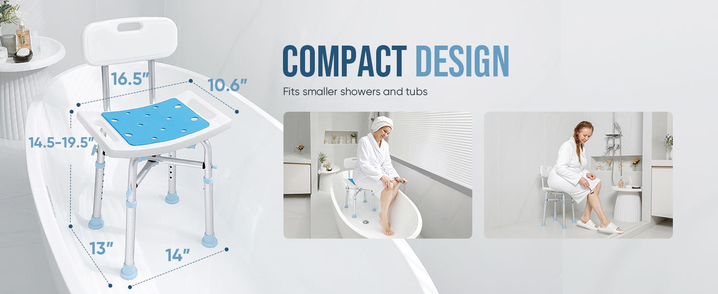 Chaise de bain compacte qui s'adapte à toutes les salles de bain et baignoires