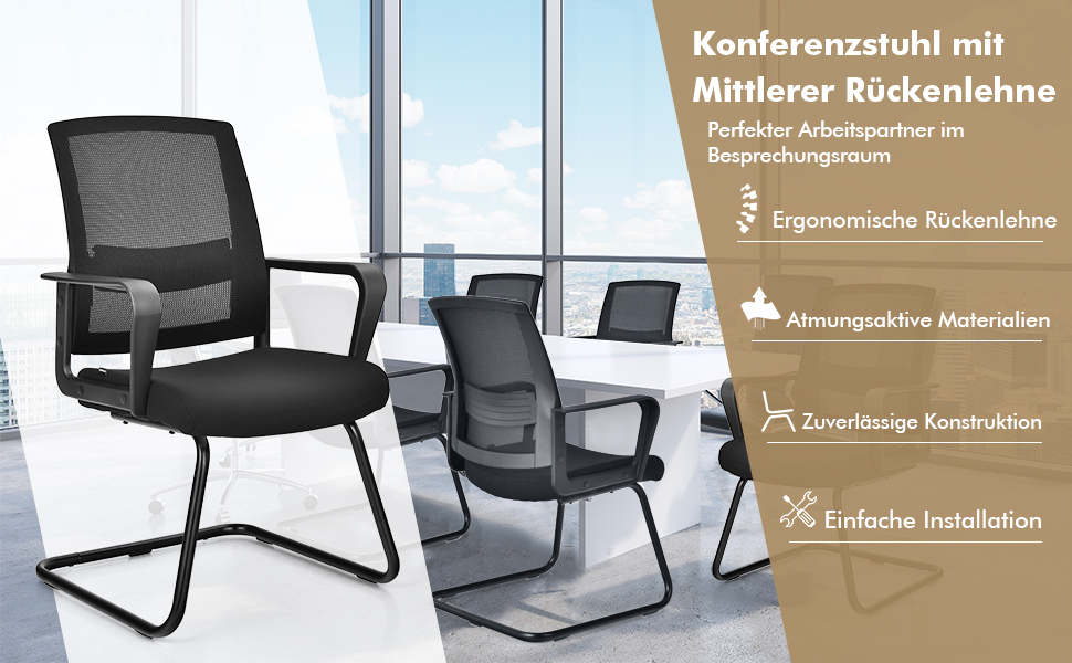Bürostuhl mit Rückenlehne Konferenzstuhl Computerstuhl Schreibtischstuhl für Büro Arbeitszimmer