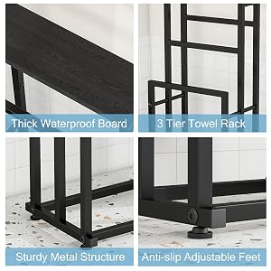  Freestanding Towel Rack for Bathroom, 3 Tier Metal Blanket Ladder Holder